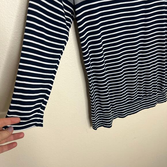 Old Navy Gray Black Stripe Boatneck Tee Medium - Picture 4 of 7